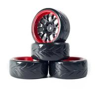 Roue de RC pour Axial Scx10 Trx4 pour Tamiya pour HPI RC pour Rally sur Route Pneu De Voiture 1/10 Drift Pneus Roues Moyeu 12 Mm Hex 4 Pièces(Red)