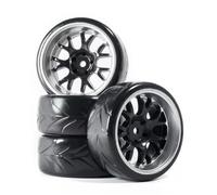 Roue de RC pour Axial Scx10 Trx4 pour Tamiya pour HPI RC pour Rally sur Route Pneu De Voiture 1/10 Drift Pneus Roues Moyeu 12 Mm Hex 4 Pièces(Silver)