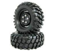 Roue de RC pour HSP pour HPI pour HIMOTO pour Tamiya 4 Pièces RC Crawler Trucks Jantes Pneus avec Vis 108 * 38mm 1/10 Voiture Tout-Terrain(Black)