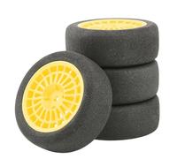 Roue de RC pour Kyosho pour HSP pour HPI pour RGT LC pour Racing pour PTG-2 pour Tamiya TT02 Ensemble De Pneus Roue Voiture RC 4 Pièces 1/10 pour Camion Rallye(Yellow)