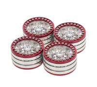 Roue de RC pour Traxxas pour HSP pour Redcat pour Tamiya pour Axial D90 RC Rock Crawlers Pièces 4 1,9 Pouces Moyeu De Roue Voiture Jante en Métal(Silver Red)