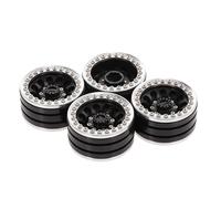 Roue de RC pour Traxxas pour HSP pour Redcat pour Tamiya pour Axial D90 RC Rock Crawlers Pièces 4 1,9 Pouces Moyeu De Roue Voiture Jante en Métal(Black Silver)
