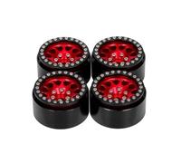 Roue de RC pour Traxxas pour Hsp pour Tamiya pour Axial D90 pour HPI 1/10 RC Pièce De Rechange Voiture 4 Pièces en Métal 1.9 Moyeu Jante Roue Beadlock(Red)