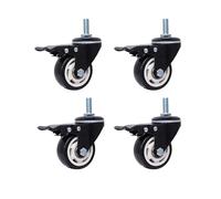 Roue de roulette universelle de 7,6 cm avec boulon M10/M12 - Roulette noire durable pour chariot (roue de frein M10 x 30) - Solution de mobilité robuste
