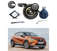 Roue de secours galette 17" compatible avec SCENIC 3, MEGANE, KADJAR, LAGUNA, NISSAN QASHQAI 2014>, JUKE 2020>, DACIA DUSTER avec cric, cle, sac