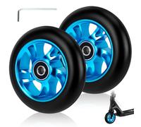 Roue de Trottinette Freestyle 100mm, 2Pcs Roues de Remplacement, Roue de Trottinette Électrique en PU 88A avec Roulements ABEC 9, Compatibles avec les Scooters Ayant des Roues de 100mm(Bleu)