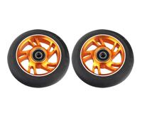 Roue de Trottinette Freestyle 100mm Scooter Wheels Replacement With Bearings Aluminum Wear-Resistant PU Stunt Parts Kick Accessories 2pcs/set(100 Orange Spiral)