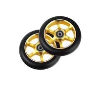 Roue de Trottinette Freestyle 100mm Scooter Wheels Replacement With Bearings Aluminum Wear-Resistant PU Stunt Parts Kick Accessories 2pcs/set(110 Gold 6X)