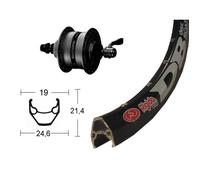 Roue de vélo à disque dinamo Wiener Winora RIG.ZAC 2000 DH3D35 N - Mixte - Noir - Adulte