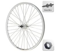 Roue de vélo arrière 26 pouces en alu à roue libre et écrou ( Argent / 26" (0-19mm) | Filetage roue libre )