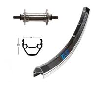 Roue de vélo avant 36 trous axe avec vis Exal Winora 100 Noir
