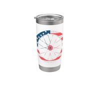 Roue de vélo drapeau des États-Unis Jour de l'indépendance 4 juillet Cycliste américain Gobelet isotherme en acier inoxydable double paroi