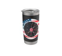Roue de vélo drapeau des États-Unis Jour de l'indépendance 4 juillet Cycliste américain Gobelet isotherme en acier inoxydable double paroi