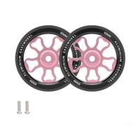 Roue de vélo pliable de 70 mm avec alliage d'aluminium et caoutchouc, adaptée pour Brompton et pour 360 vélos pliants, légère et résistante à la déformation (rose)