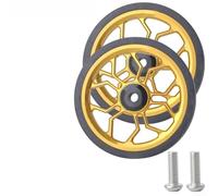 Roue de vélo pliable en alliage d'aluminium et caoutchouc de 80 mm pour Brompton et pour 3Sixty, comprend des vis de montage, lisse et économe en main-d'œuvre (doré)