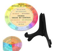 Roue d'émotions calmes - Tableau des émotions pour la santé mentale, roue en bois avec support, thérapie de la roue des sentiments, tableau des roues double face, roue d'humeur, cadeau thérapeute pour