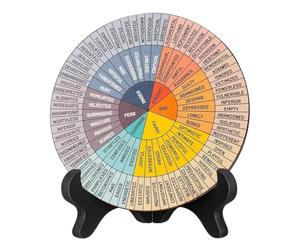 Roue des sentiments - Tableau des émotions liées à la santé mentale | Roue d’émotion en bois | Roue de sentiments en bois avec support, outil de décoration confortable pour espace de travail, salon, s