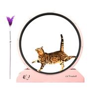 Roue d'exercice de Chat, Roue de Course de Chat,Équipement de Fitness pour Chaton - Grands Chats exercez Une Roue de Course avec Teaser, Tapis Roulant de Chaton pour l'intérieur