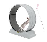 Roue d'exercice pour chat 79 x 34 x 84 cm, tapis de course pour chat, avec moquette et teaser, tapis de course pour chat, pour l'intérieur, ultra silencieux, avec mécanisme de verrouillage, jusqu'à 10