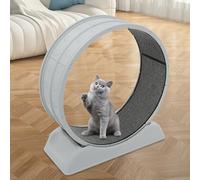 Roue d'exercice pour chat en bois - Tapis de course d'intérieur pour chats jusqu'à 10 kg - Roue super silencieuse avec tapis amovible pour perdre du poids et favoriser la santé (80 cm, gris)