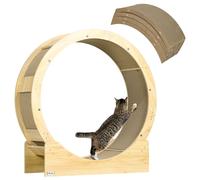 Roue d'exercice pour chat - PawHut - avec 4 planches à gratter remplaçable - 91 cm - pour course entraînement - marron et chêne