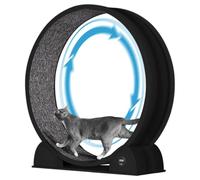Roue d'exercice pour Chats d'intérieur, Design Silencieux, Bois Naturel Extra Large, Piste Tapis de 320 cm, Amovible avec podomètre Intelligent, idéal pour Courir et Marcher