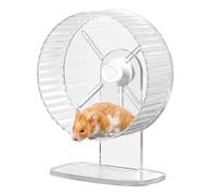 Roue d'exercice pour hamster - 21 cm - Roue silencieuse - Super silencieuse - Support réglable - Pour hamster, gerbile, souris, petit animal de compagnie - Transparent