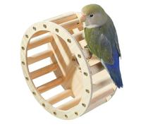 Roue d'exercice pour oiseaux - Cintre rotatif en bois de 17 x 7 cm, jouet pour cage à perruches, station interactive d'entraînement de renseignement pour Conure Cockatiel Lovebird Parrot,