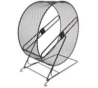 Roue d'exercice Silencieuse pour Hamster, Support Métal Noir | Surface Ventilée à Maillage Serré, Structure Stable sur Pied, pour Nuits Calmes et Cage au Sol