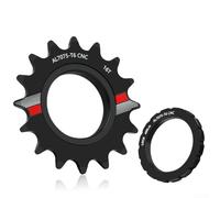 Roue d'inertie légère CNC à pignon fixe pour roue dentée de vitesse avec anneau de verrouillage pour vélo de piste Noir 15T (16T)