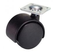 Roue domestique nylon noir plaque 40 mm.