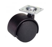 Roue domestique nylon noir plaque 40 mm.