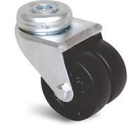 Roue double galet 50mm à œil trou 10mm pivotante à frein GUITEL HERVIEU 860011