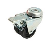 Roue double galet 50mm à oeil trou 10mm pivotante avec frein - - 590318A