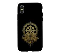 Roue du Dharma Lotus Bouddhisme Symbole Bouddhiste Coque pour iPhone X/XS
