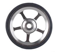 Roue facile de 61 mm pour vélo pliable Brompton, rouleau de roulement modifié CNC avec anneau en caoutchouc de 3 mm, vis M6 x 16 pour un stationnement stable et un remplacement, noir (argent)