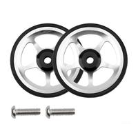 Roue facile pour vélo pliant, roue poussée en alliage d'aluminium avec roulement scellé, conçue pour arbre de 6 mm, adaptée pour pneu de secours et stationnement de vélo (argenté)