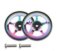 Roue facile pour vélo pliant, roue poussée en alliage d'aluminium avec roulement scellé, conçue pour arbre de 6 mm, adaptée pour les pneus de secours et le stationnement de vélo (coloré)