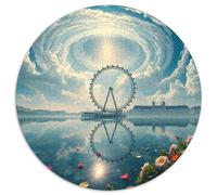 Roue Ferris Puzzle Rond De 1000 Pièces pour Adultes église Building Scenery Church Park Filles Décoration Bricolage Classiques Parfait Encastrement Qualité Supérieure' Impossible (67.5x67.5cm)