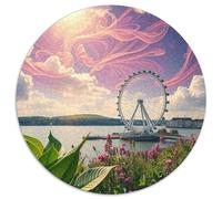 Roue Ferris Puzzle Rond De 1000 Pièces pour église Building Scenery Church Park Women Qualité Supérieure Impossible Difficile Entertainment Artist Art' Relaxation Assemble 1000pcs (67.5x67.5cm)