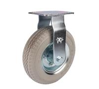 Roue fixe en mousse Pu galvanisée robuste de 8 pouces, roulette en caoutchouc gris solide, gonflable, poussée libre, 1 pièce