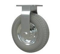 Roue fixe en mousse Pu galvanisée robuste de 8 pouces, roulette en caoutchouc gris solide, gonflable, poussée libre, 1 pièce