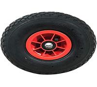 Roue gonflable 10'' 260x85 Alésage 25mm Werkapro | Caoutchouc, installation facile, robuste, durable, usage bricolage, alésage 25 mm, jante plastique rouge, roulements à billes