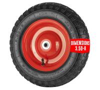 Roue gonflable pour brouette EURO VANADIUM diamètre 38 cm alésage 16 mm charge 150 kg axe centré avec roulement à billes