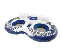 Roue gonflable , River Run bleu et gris, avec 2 porte-boissons, 2 poignées de maintien robustes et un filet au milieu du flotteur, une corde de maintien et un patch de réparation inclus (56825)