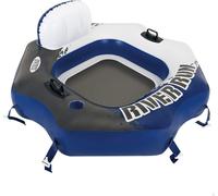 Roue gonflable , River Run bleu et gris, avec 2 porte-boissons, 2 poignées de maintien robustes et un filet au milieu du flotteur, une corde de maintien et un patch de réparation inclus (56825)