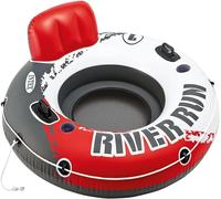 Roue gonflable , River Run bleu et gris, avec 2 porte-boissons, 2 poignées de maintien robustes et un filet au milieu du flotteur, une corde de maintien et un patch de réparation inclus (56825)