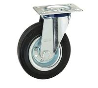 Roue industrielle en caoutchouc noir plaque 125 mm.