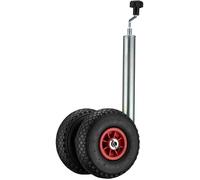 Roue jockey double pour remorque caravane - Réglable en hauteur 66-86 cm - Capacité 200 kg - Roue gonflable jante plastique