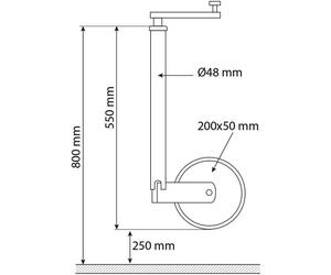 Roue jockey jante acier 48mm course de 250mm 150kg ALKO - 18025